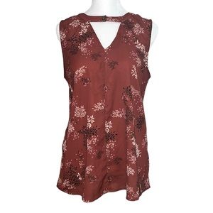 Maurices Women’s Sleeveless Floral Print V-Neck Blouse Size Medium